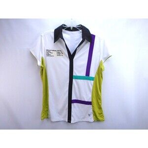 Callaway 'Lisa' Short Sleeve Shirt Womens Golf Buttonless Polo Top Size L V-Neck